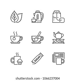 Outline icons about tea