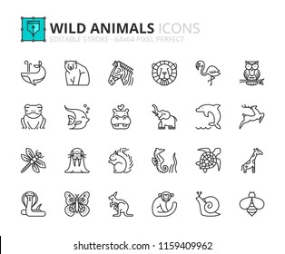 Outline icons about wild animals. Pets. Editable stroke. 64x64 pixel perfect.