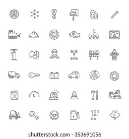 Outline icons. Car parts and services
