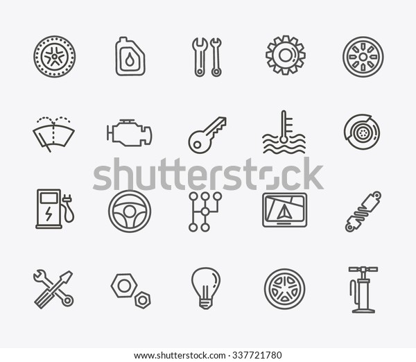 Outline Icons Car Parts Services Stock Vector (royalty Free) 337721780 