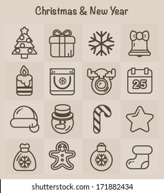 Outline Icons: Christmas and New Year