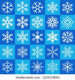 Outline Icons of Christmas Snowflakes, Symbol of Merry Christmas, Filled Outline Pictogram Graphic for Web Design, Flat Vector Symbol for Winter Holiday