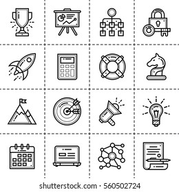 Outline icons collection for startup business. Modern outline icons suitable for print, banners and websites.