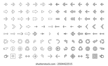 Outline icons collection vector illustration isolated on white background.