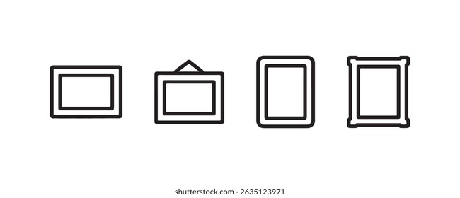 Iconos de contorno de diferentes marcos de imágenes en un estilo minimalista.