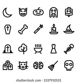 Outline icons for Halloween celebrations and celebrate parties with your close friends
