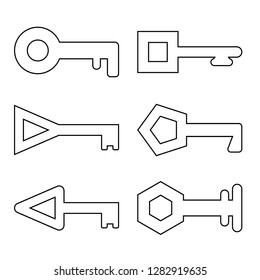 Outline Icons Keys Set isolated on white background. Vector illustration.