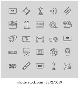 Outline icons - movie, cinema, video for your design