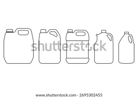 Outline icons of plastic liquid containers