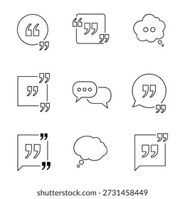 Umrisssymbole von Anführungszeichen und Sprechblasen für Dialog und Anführungszeichen Symbol Gedankenblase