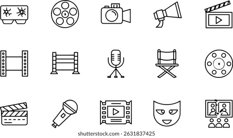 outline icons related to entertainment and media (1).eps