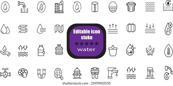  outline icons related to music. Linear icon collection. Editable stroke