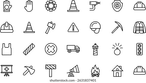 outline icons related to work safety this outline.eps
