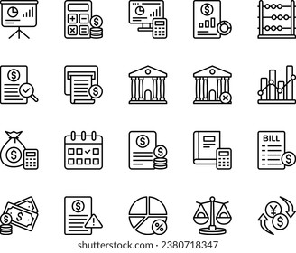 Outline icons set for Accounting.