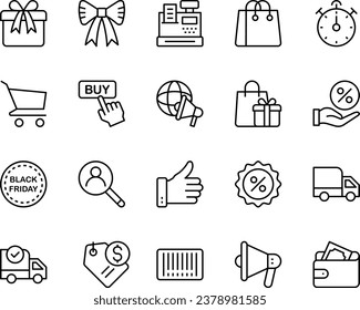 Outline icons set for Black Friday.