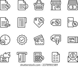 Outline icons set for Black Friday.