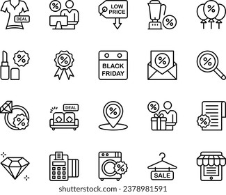 Outline icons set for Black Friday.