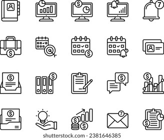 Outline icons set for Business.