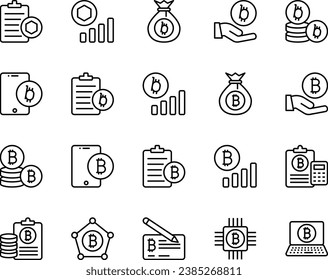 Outline icons set for Cryptocurrency.