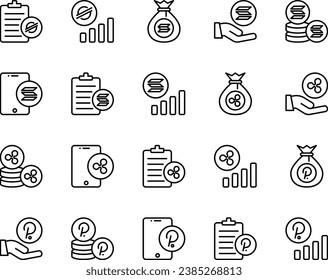 Iconos de esquema establecidos para Cryptocurrency.