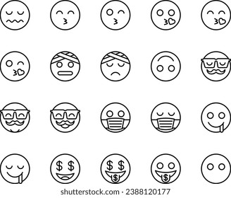 Iconos de contorno definidos para Emojis.