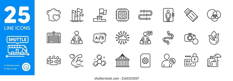 Conjunto de iconos de esquema. Diagrama más detallado, molécula química e iconos de gestión de archivos. Amor cocinar, Encontrar usuario, Elementos web de brazo fuerte. Ascensor, Metodología, Signos de producto orgánico. Vector