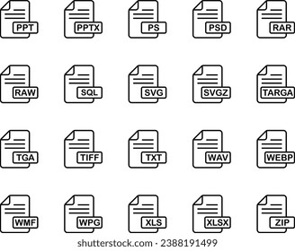 Iconos de esquema establecidos para el formato de archivo.