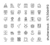  Outline icons set. Flat symbols about school
