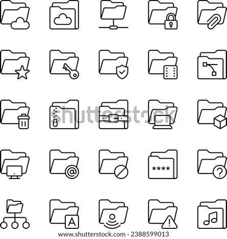 Outline icons set for Folder.