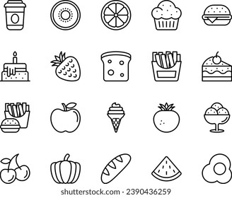 Outline icons set for Food.