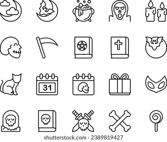 Outline icons set for Halloween.