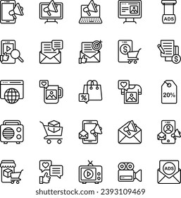 Outline icons set for Marketing and advertisement.