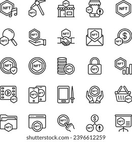 Outline icons set for Non fungible token.