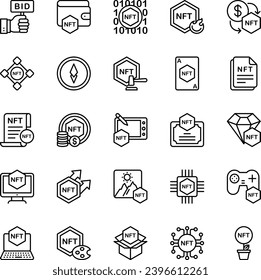 Outline icons set for Non fungible token.