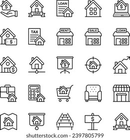 Outline icons set for Real estate.