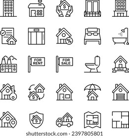 Outline icons set for Real estate.