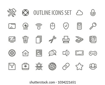 Outline Icons Set Simple Vector Illustration
