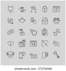 Outline icons set - valentine's day, love for your design