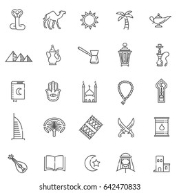 Outline icons set vector symbols - Islam collection