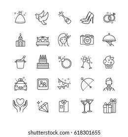 Outline icons set - wedding, love for your design