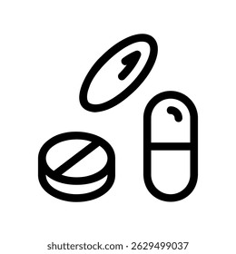 Outline Icons Showing Different Shapes of Medication Tablets