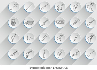 Outline icons thin flat design, modern line stroke style wepon collection