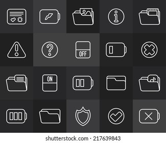 Outline icons thin flat design, modern line stroke style, web and mobile design element, objects and vector illustration icons set 10 - interface collection