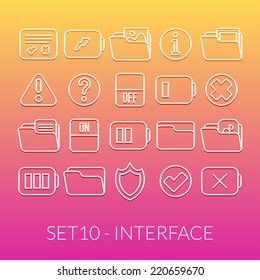 Outline icons thin flat design, modern line stroke style, web and mobile design element, objects and vector illustration icons set 10 - interface collection