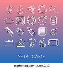 Outline icons thin flat design, modern line stroke style, web and mobile design element, objects and vector illustration icons set 4 - game collection