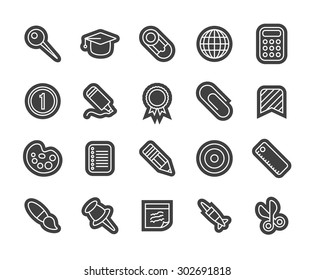 Outline icons thin flat design, modern line stroke style, web and mobile design element, objects and vector illustration icons set 2 - education collection