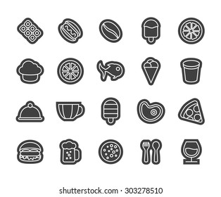 Outline icons thin flat design, modern line stroke style, web and mobile design element, objects and vector illustration icons set 6 - food and drink collection