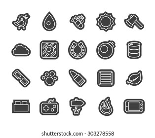 Outline icons thin flat design, modern line stroke style, web and mobile design element, objects and vector illustration icons set 4 - game collection