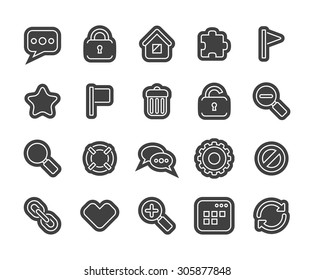 Outline icons thin flat design, modern line stroke style, web and mobile design element, objects and vector illustration icons set 1 - universal collection