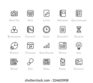 Outline icons thin flat design, modern line stroke style, web and mobile design element, objects and vector illustration icons set 8 - business collection